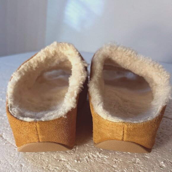Flipflop SZ 6 Shuv Suede 2-Bar Sherpa Lined Platform Slide Comfort Shoe Boho - Picture 9 of 12